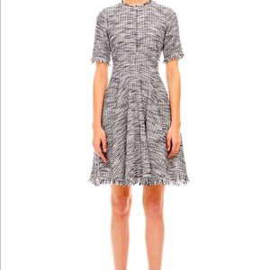 REBECCA TAYLOR Tweed Boucle Fringe Feminine Dress